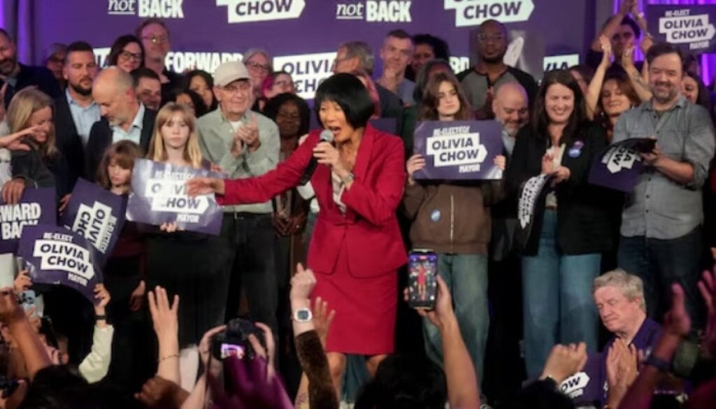 Olivia Chow secures second term as Toronto mayor after defeating Brad Bradford
