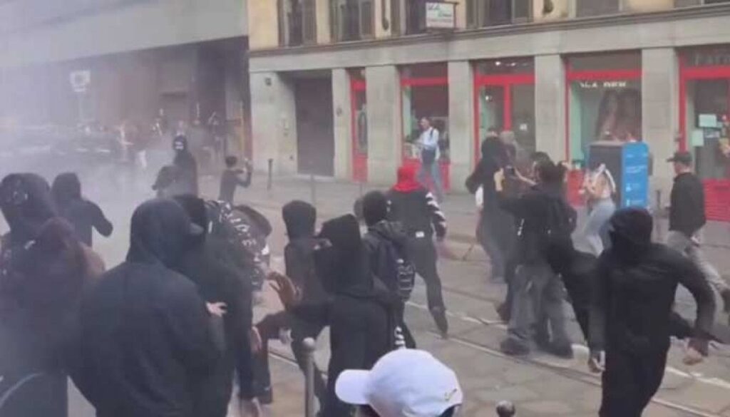 Why are people protesting in Milan?
